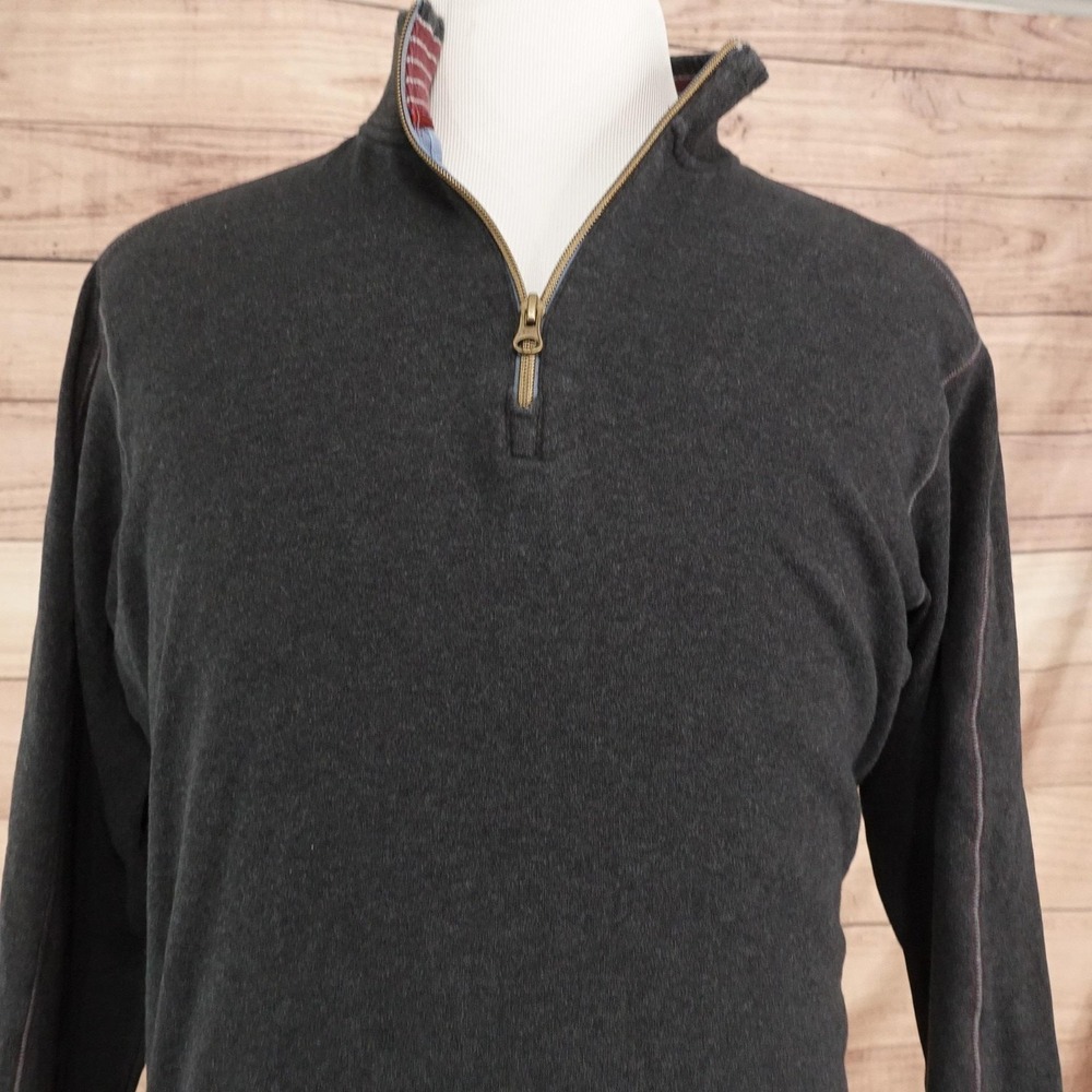 Robert Graham Sweater Mens XL Gray Mock Neck 1/4 Zip Pullover Knit Long Sleeve